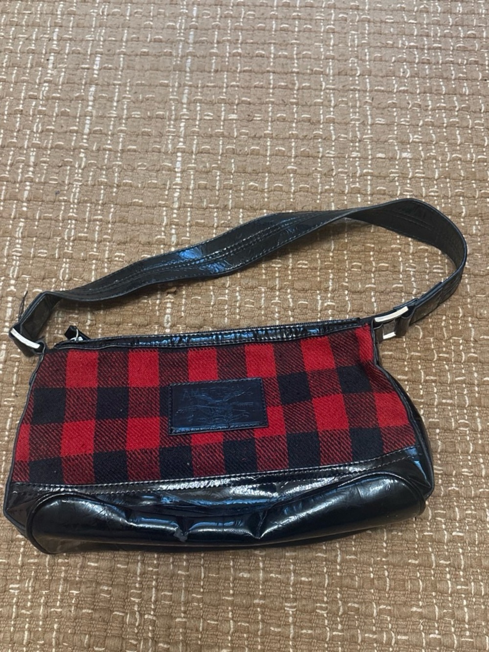 American Living Red & Black Buffalo Plaid Shoulder Bag